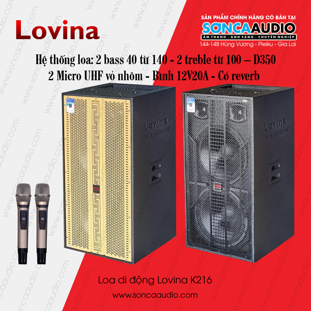 Loa kéo di động Lovina K216 - 2 Bass 40cm