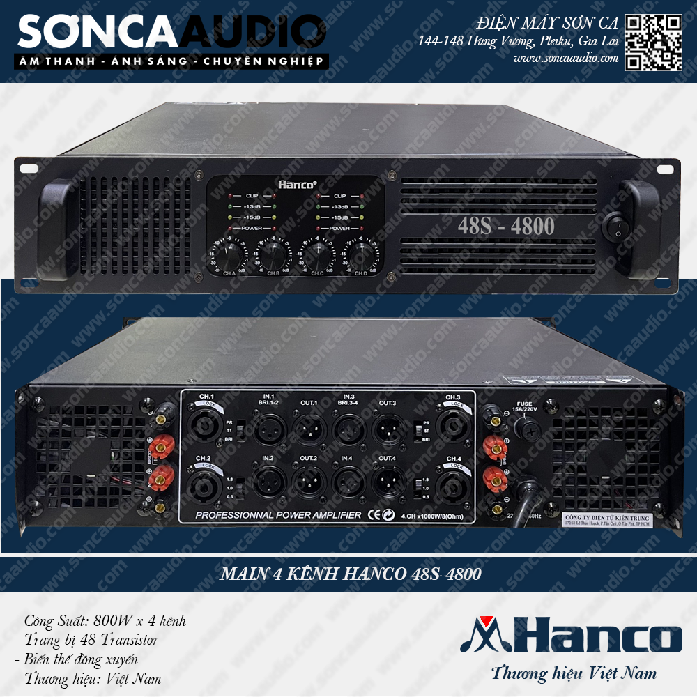 Main công suất 4 kênh Hanco 48S-4800