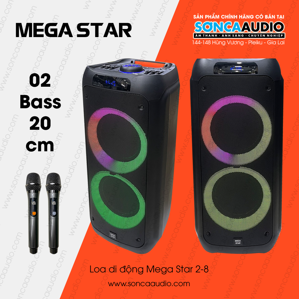 Loa di động Mega Star 2-8 (2 bass 20cm)